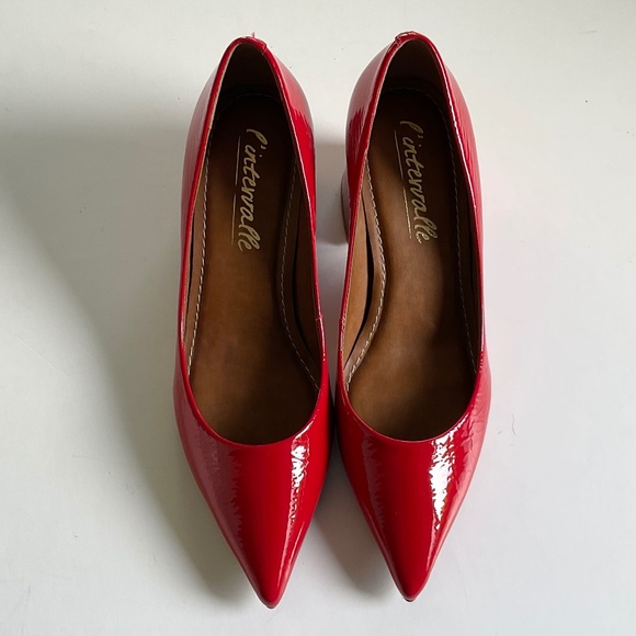 L’Intervalle Red Patent Leather Pointed Toe Heels Size 8 NWOT - Picture 2 of 7